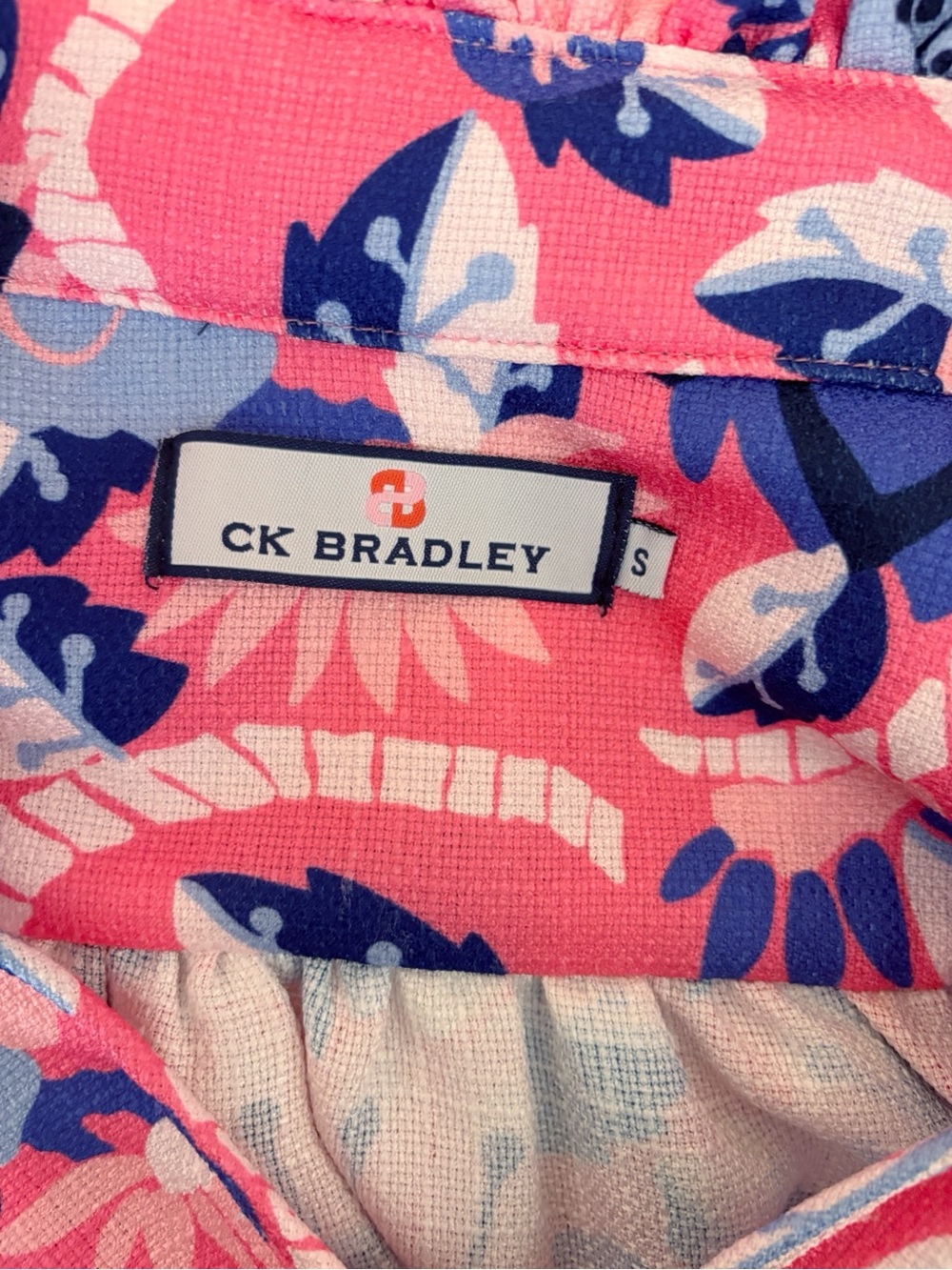 CK Bradley Pink Floral Ruffle Aspen Blouse Small Preppy Summer - Picture 5 of 7